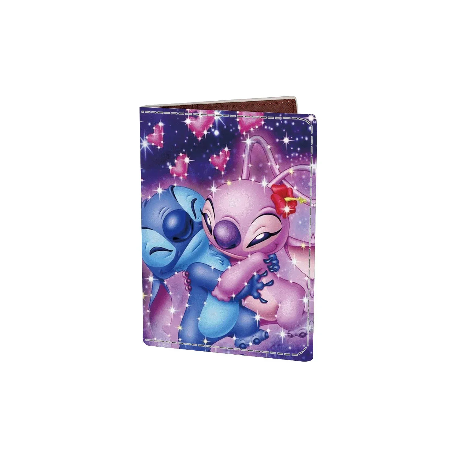 Accesorios de viaje de dibujos animados Disney Stitch, soporte para pasaporte de cuero PU, funda para pasaporte de viaje para mujer, funda para tarjeta de identificación