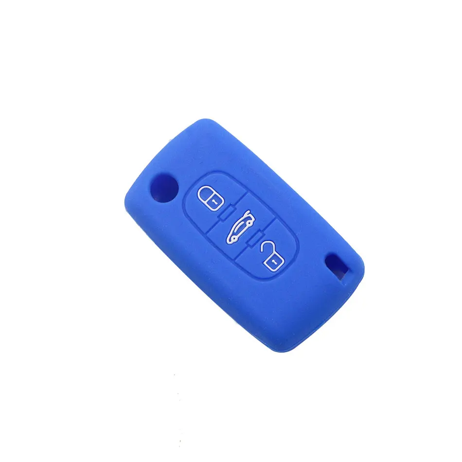 Flip Fob pieghevole a distanza in silicone portachiavi per Peugeot 306 407 807 Partner Citroen C2 C3 C4 C6 Berlingo telecomando Fob caso 2 pulsante