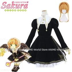 Anime Cardcaptor Sakura Cardcaptor Card Captor Sakura Kinomoto Lolita Black Dress Wig Cosplay Costume Custom size