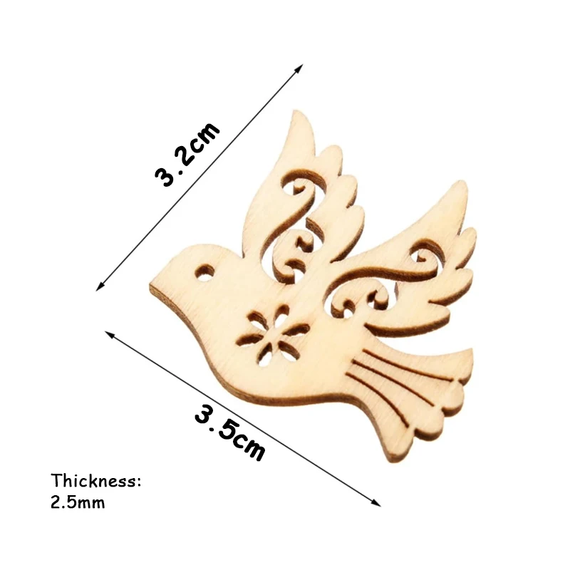 10pcs Unfinished Wooden Mini Small Tiny Wooden Embellishments, Scrapbooking Shapes for Christmas Wedding Party DIY Crafts