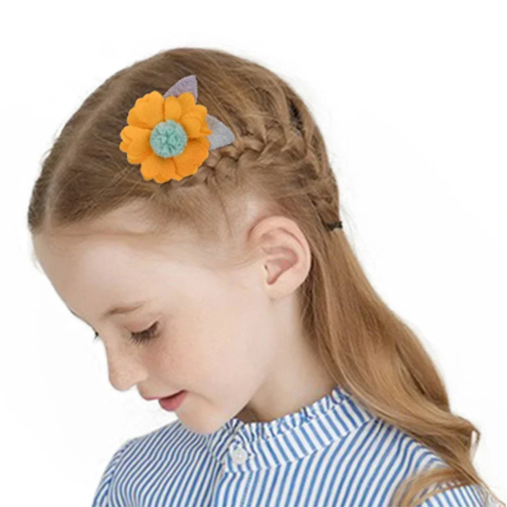 1Set 3-5Pcs Children Handmade Chiffon Petals Poppy Flower Hair Clips Rolled Rose Fabric Hair Flowers Kids Girls Hair Accessories