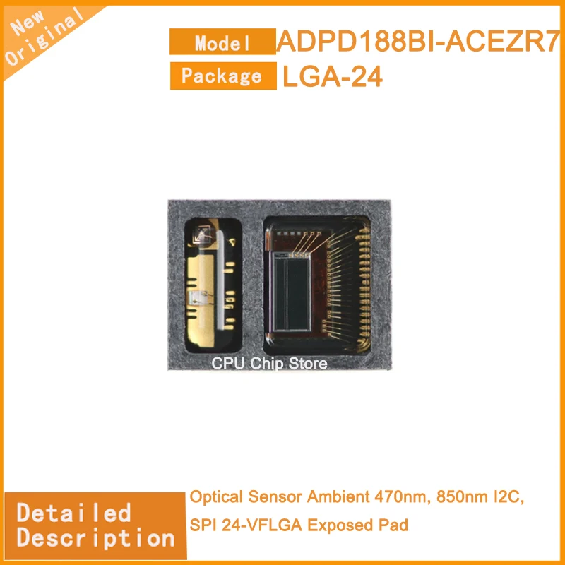 1PCS  New Original  ADPD188BI-ACEZR7  ADPD188BI-ACEZ Optical Sensor Ambient 470nm, 850nm I2C, SPI 24-VFLGA Exposed Pad