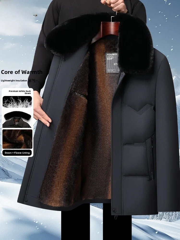 

Thickened Warm Duck down Jacket for Middle-Aged And Elderly Short Dad Style Loose Fitting Winter Outerwear Coat for Men