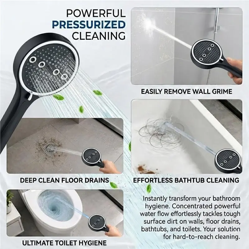 High Pressure, 6 Spray Settings, Handheld Shower Head With Hose, Rain, Pulse, Boost, Spray, Mix, Mode Options