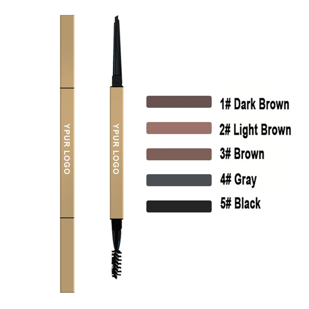 Private Label Gold Doppelkopf Natürliches Make-up Augenbrauenstift Individuelles Logo Wasserdicht Langlebig Dreieck Stift Make-up Großhandel