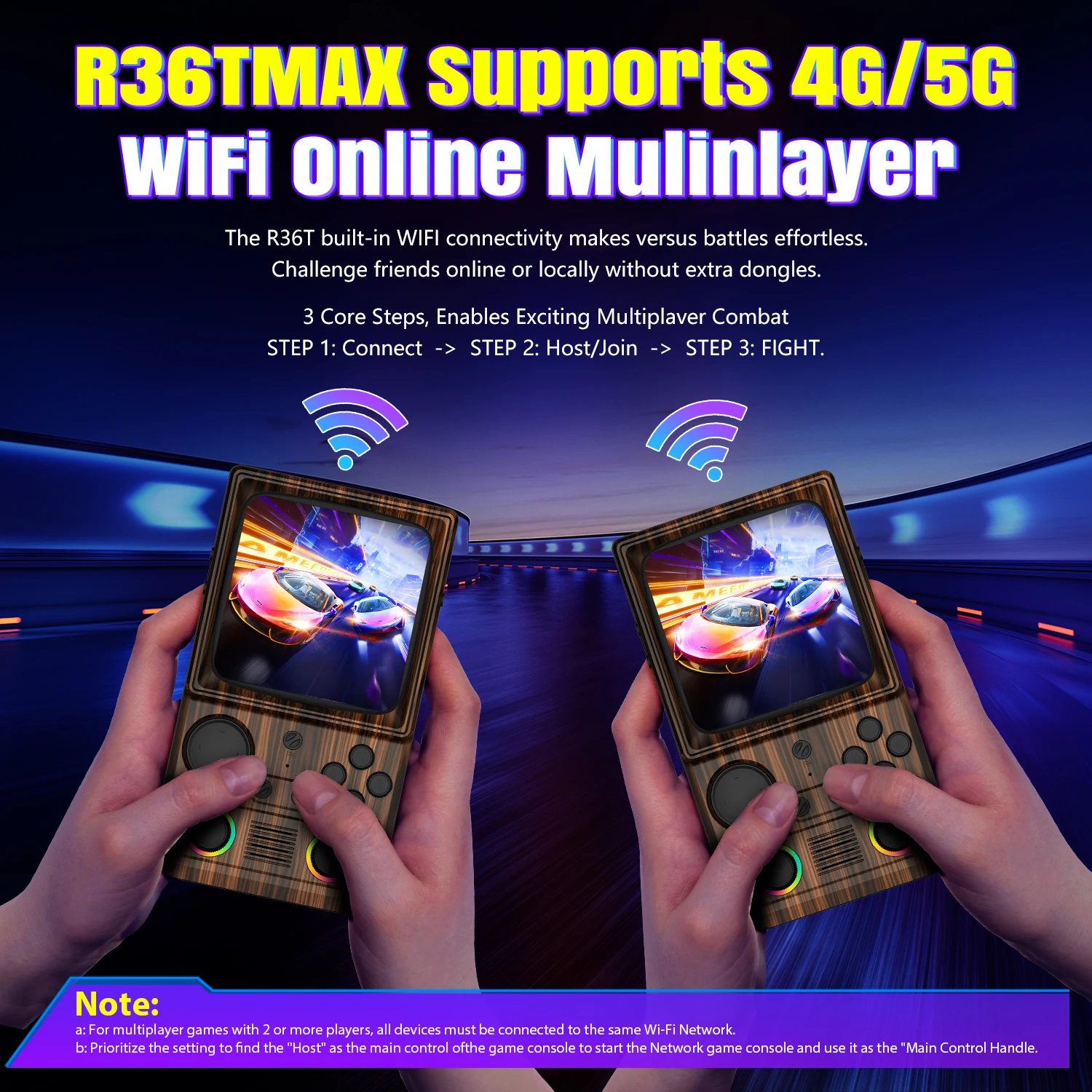 R36T MAX ريترو TV وحدة تحكم بجهاز لعب محمول 20000 + لعبة EmuEMEC نظام واي فاي متعدد اللاعبين 4.0 "IPS شاشة محمولة جيب مشغل فيديو #3