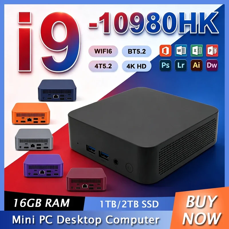 2026 New MINI PC Windows 11 Core I9 10980HK 32GB RAM 1TB 2TB SSD WIFI 6 BT5.2 4K HD Mini Gaming Office Study Pc