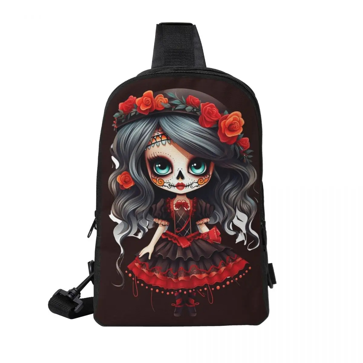 

Alexander Gothic Las Elegantes Girls Day Of Dead Skull Chest Bag Men Sling Crossbody Backpack Chest Bag Daypack Shoulder Bag