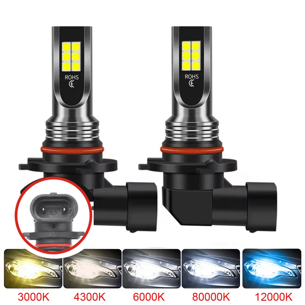 2Pcs 9005 9006 LED Car Fog Light Bulbs Headlight H11 H8 H9 H10 H1 H3 DRL Auto Driving Running Lamps 6000K 8000LM 80W 12V