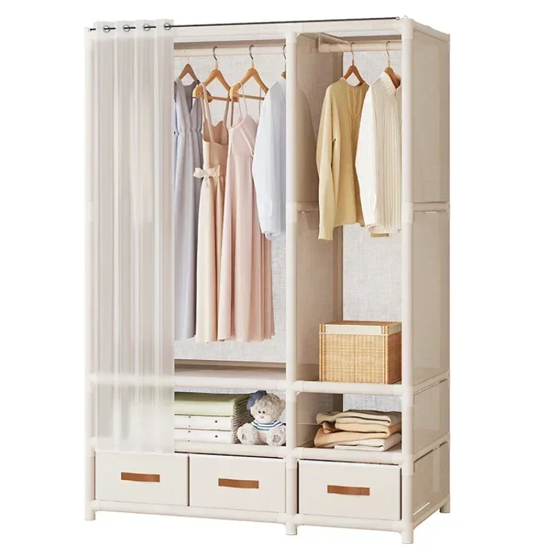 Large Capacity Portable Wardrobe Durable Assembly Closet Bedroom Clothes Organizer Sturdy Dustproof Storage Wardrobe