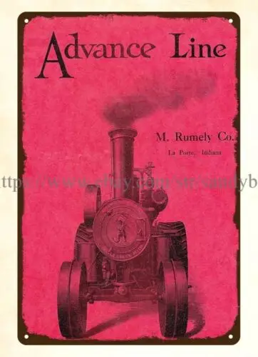 1910s M. Rumely Co. La Porte, IN Advanced Line traction engine metal tin sign