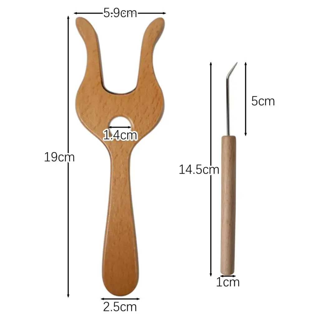 

Knitting Fork and Curved Pin Kit DIY Craft Wooden Weaving Tools for Bracelet Beginners
