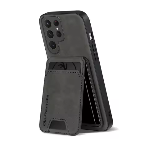 Solid Color Leather Wallet Card Slot Bracket Phone Case For Samsung Galaxy S25 S24 S23 S22 S21 Ultra S25Ultra S24 Plus FE