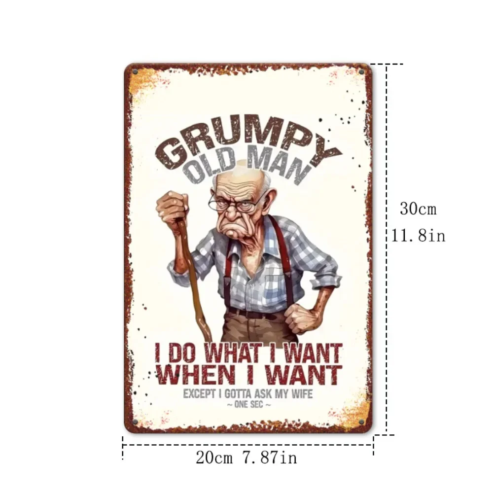 علامة حديدية غاضبة مقاس 8 × 12 بوصة - لوحة فنية جدارية عتيقة للرجل العجوز للمكتب المنزلي/غرفة النوم، صديق مثالي/هدية منزلية جديدة #2