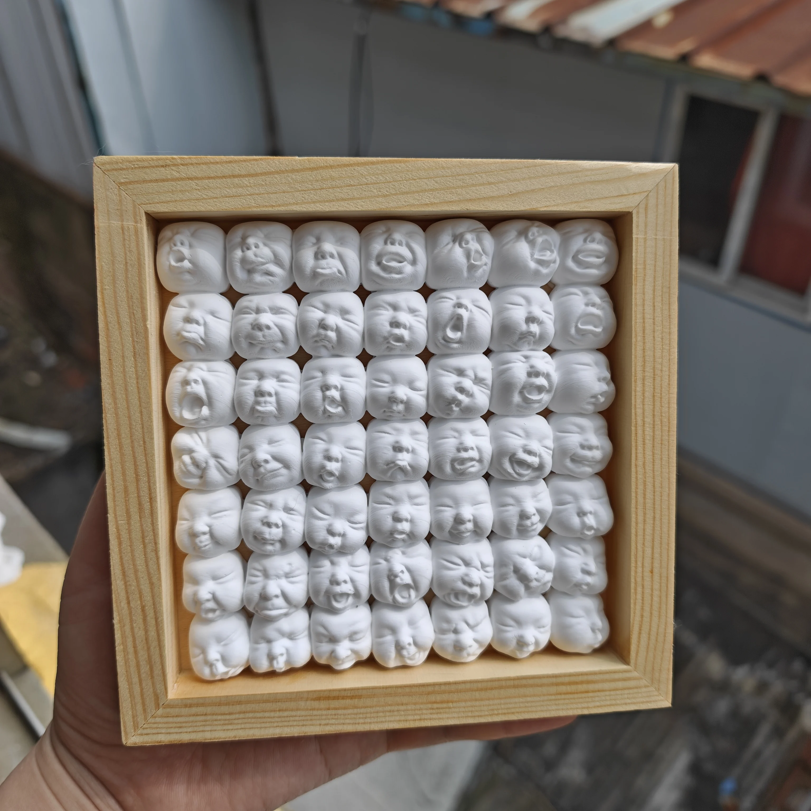 Baby Emoji Solid Wood Photo Frame, Fun Home Decor, 15cm Desk Ornament, Creative Gift for Friends