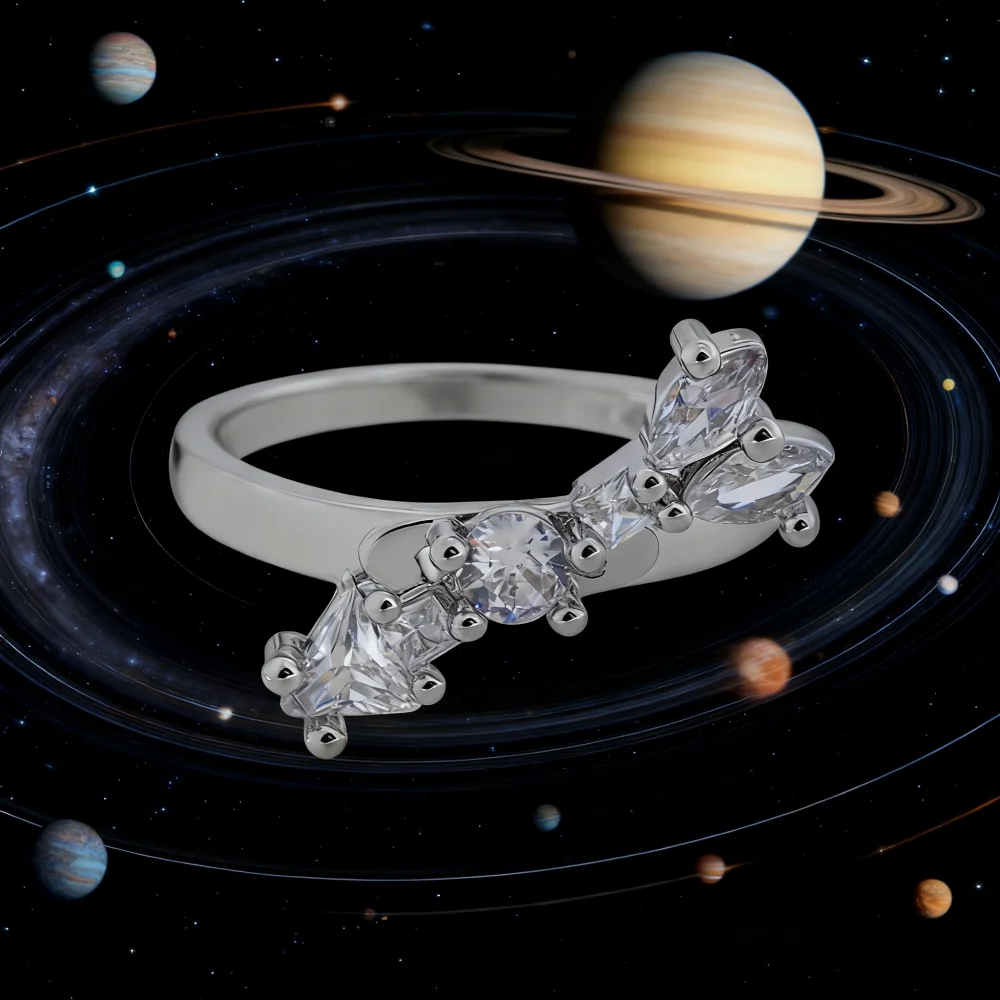 Anillo de plata de ley S925 con forma de flecha de diamante moissanita para joyería de alta gama para mujer