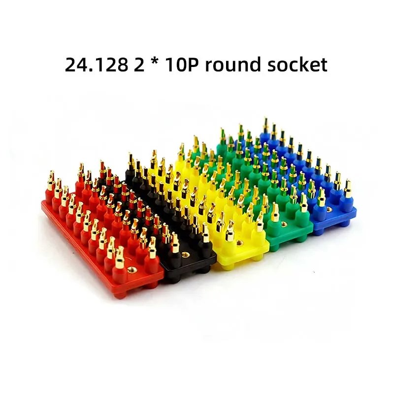 1PCS 24.128 Round-hole double-row socket 2*10P round-hole socket base for crystal oscillator 12MM panel socket