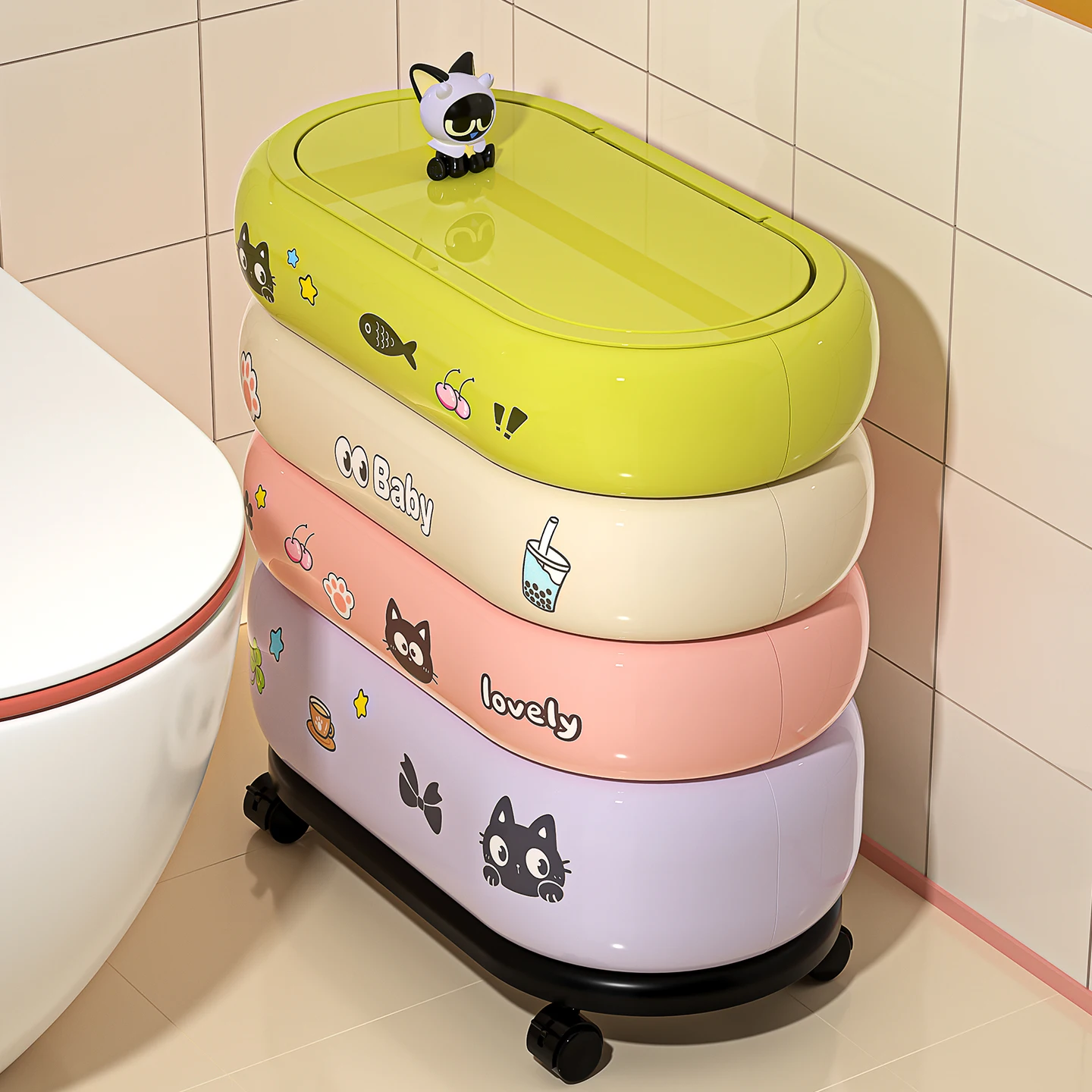 

Большой пластиковый мусорный бак для кухни и ванной комнаты с крышкой, овальный, для домашнего использования, защищенный от влаги и насекомых...