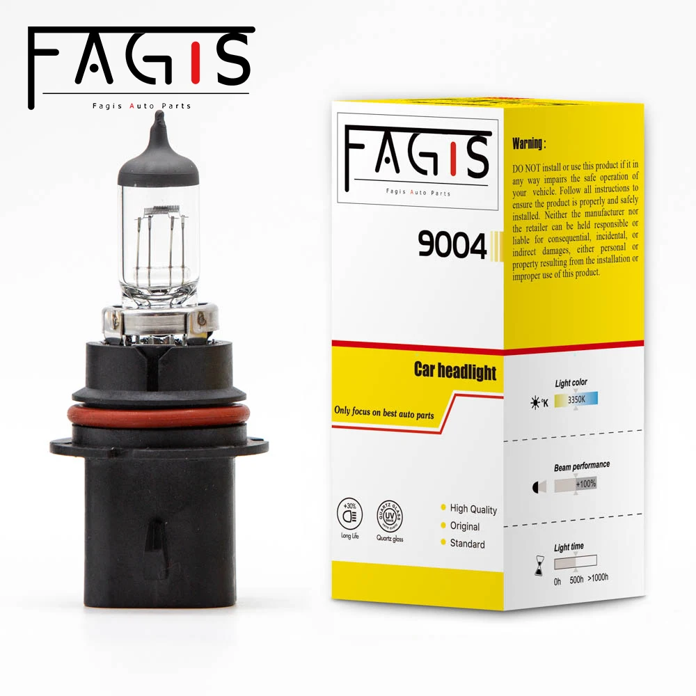 

Fagis 1 Pcs 9004 HB1 12v 60/55W 3350K Hi/ Lo Beam Car Halogen Bulbs Auto Headlight Lights Auto Halogen Bulbs Car Fog Lamps