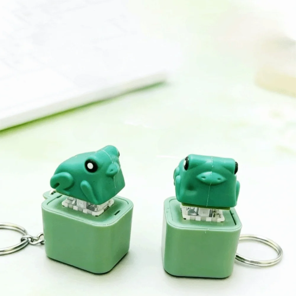 Rechargeable Clicker Fidget Keychain Croaking Frog Squeeze Clicking Pressure Relief Cartoon Animal Button Press Click Keyring