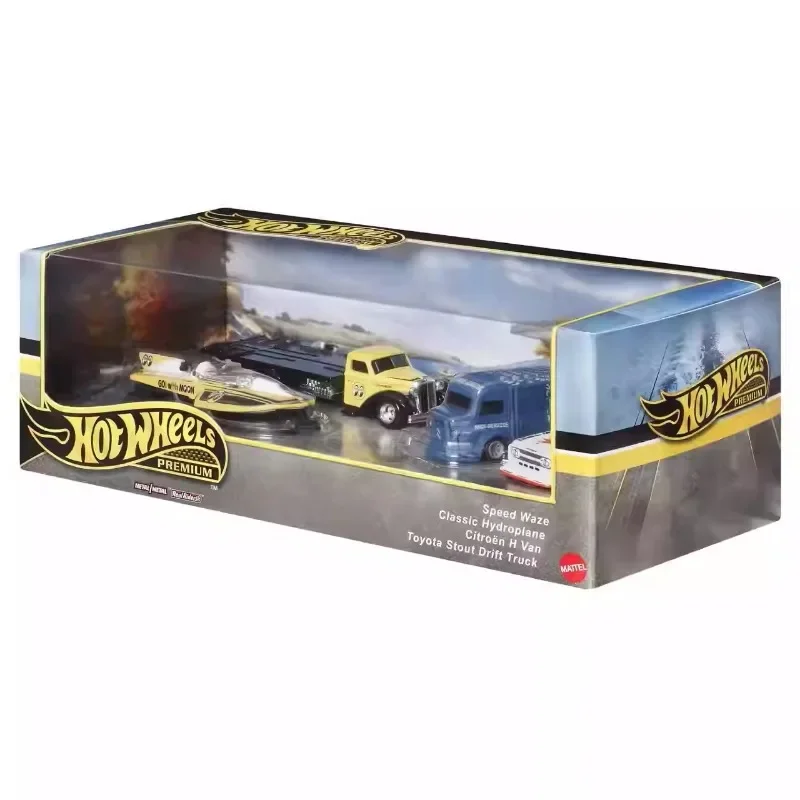 Original Hot Wheels Premium Car Mooneyes Toy for Boy 1/64 Diecast Speed Waze Classic Hydroplane Citroen Toyota Stout Drift Truck