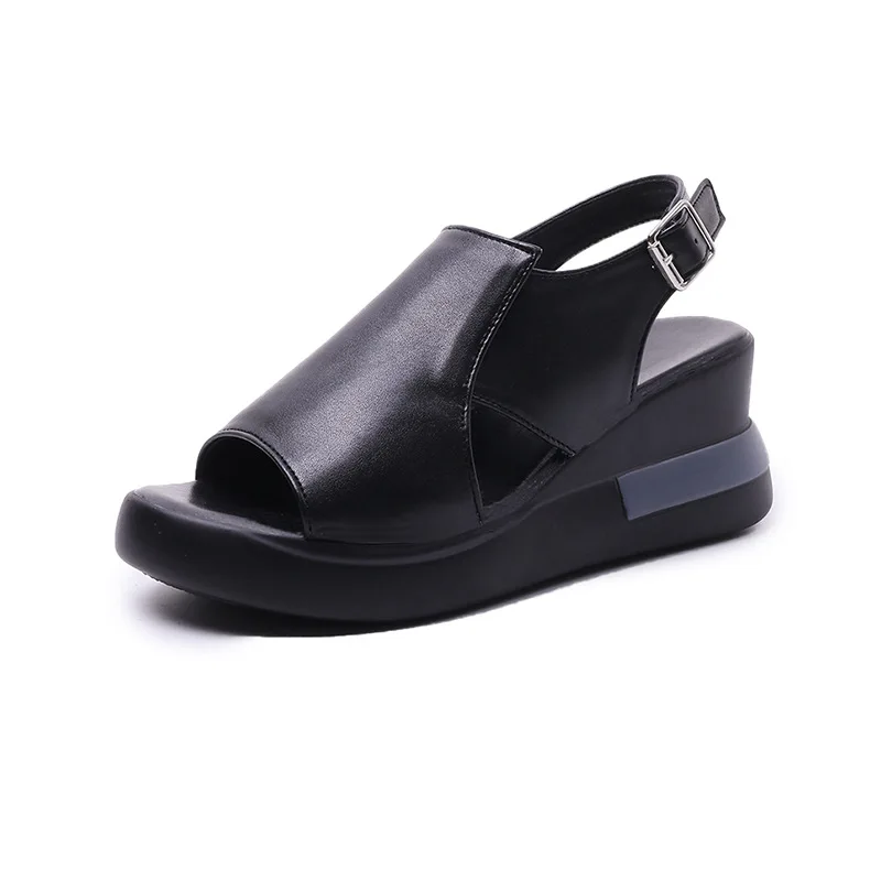 Sandalias De Mujer-Sandales à plateforme pour femmes, chaussures d'été, bouche de poisson, talon large 42, talon de négociation, légères, polyvalentes