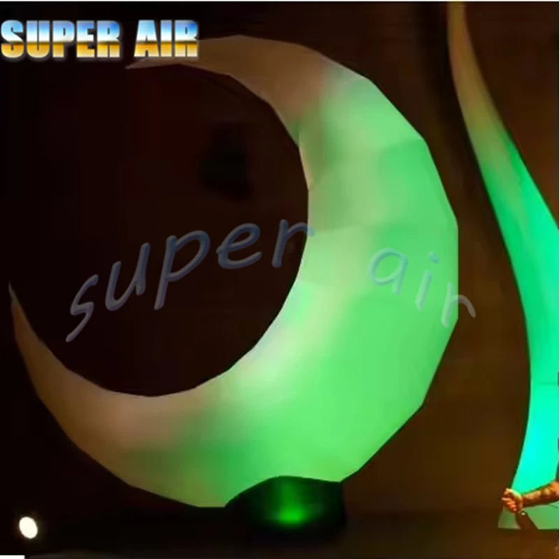 Globo inflable de pie para fiesta de Luna, iluminación led colorida, decoración de escenario, a la venta