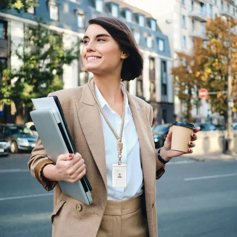 Ремешок для учителя, отрывной ремешок в стиле бохо с деревянными бусинами, креативный модный ремешок для ключей, милый ремешок на шею, брелок с идентификатором