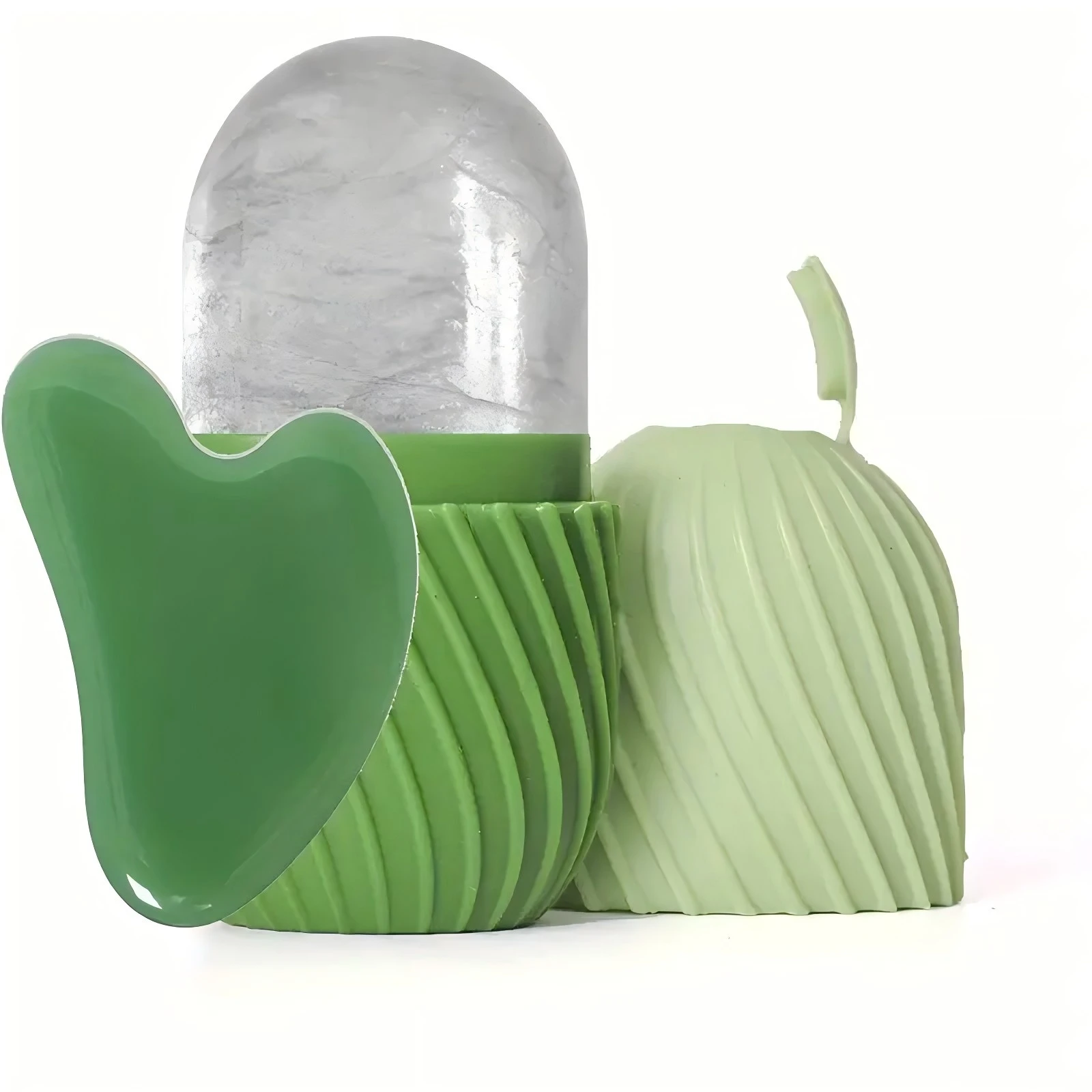 Tweedelige set, gezichtsreinigingsgereedschap, hartvormige schraapplank, bevroren gezichtsroller, gezichtsverzorgingstools.