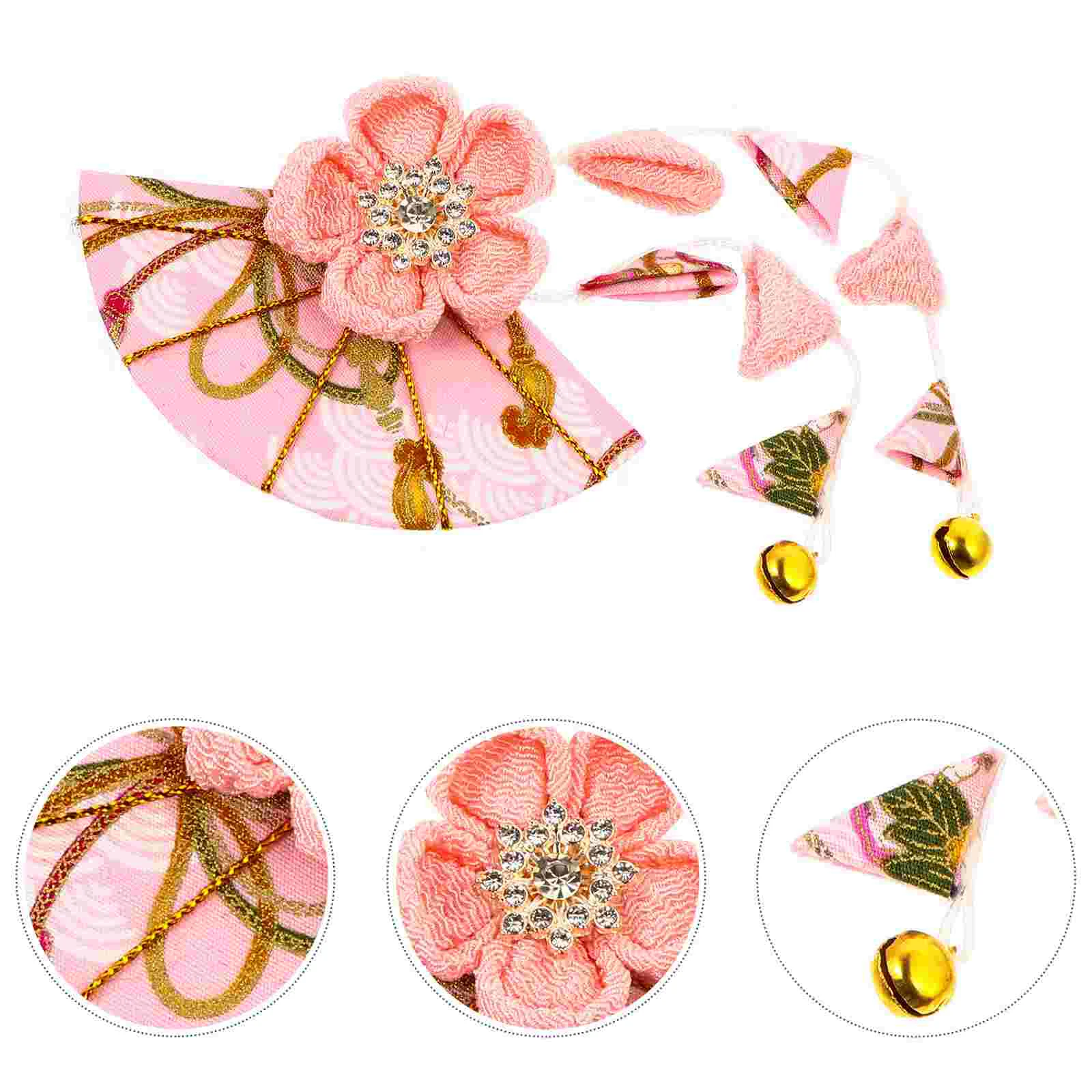 

Hanfu Japanese Style Headgear Women's Hair Barrettes Kimonos Rhinestones Flower Jewelry Headdress