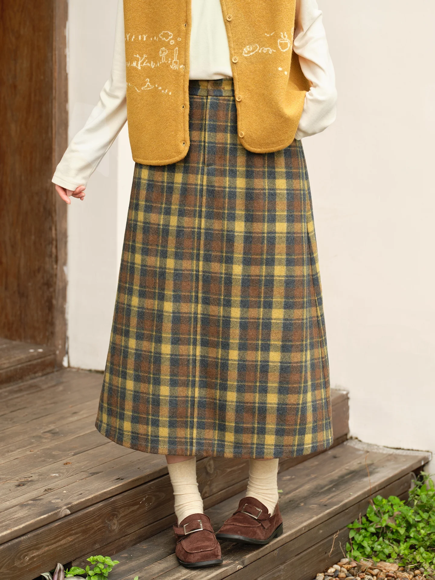 Original Scottish Plaid Woolen  Skirt Women's High Waist Straight Cut Winter Elegance Half-length Skirt Fashionable Artis...