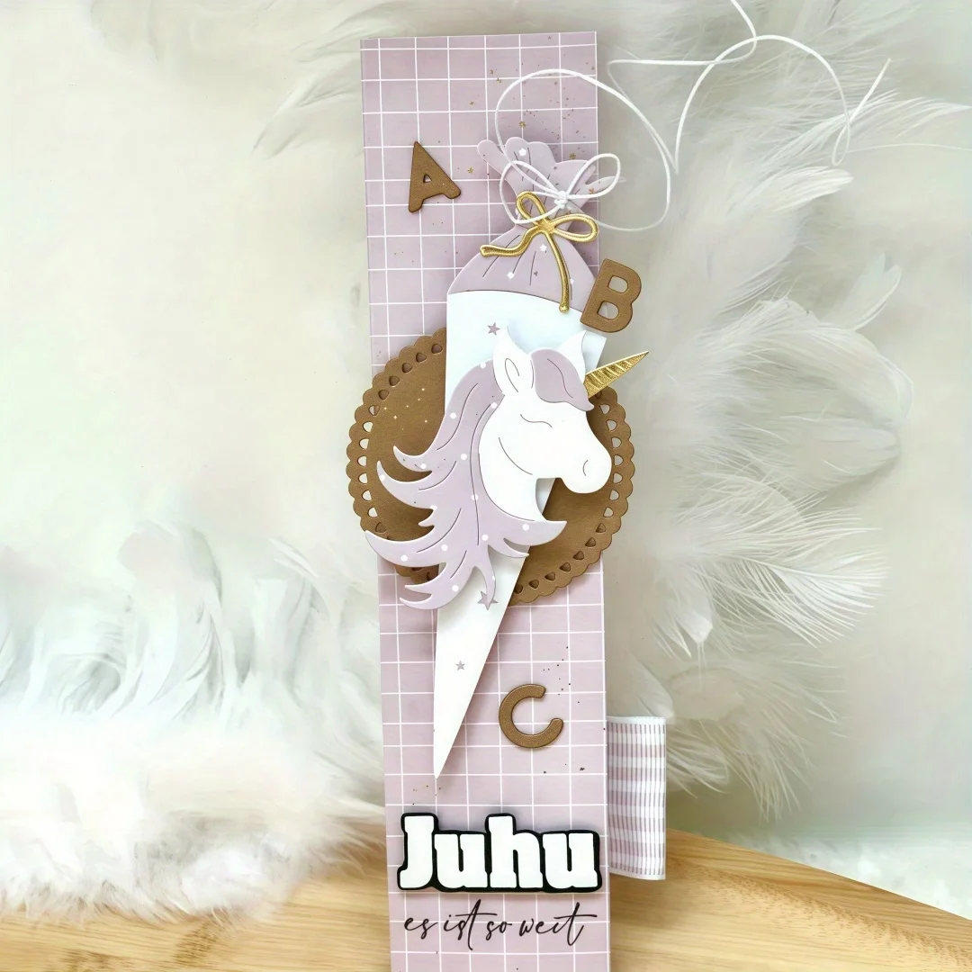 New Cone, Rainbow, Unicorn, Football Cutting Die, for Invitations, Labels and Decorations on Gifts, Scrapbooks and Memory Albums