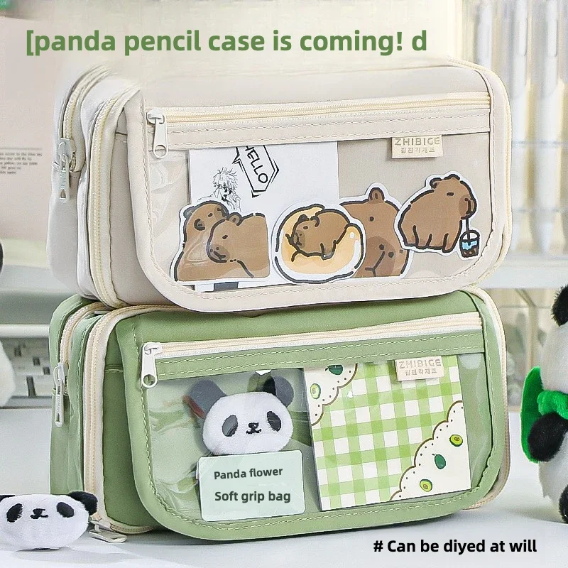 Transparent pencil case girls in 2024 new high-capacity pencil case high-value pencil case for junior middle school  none