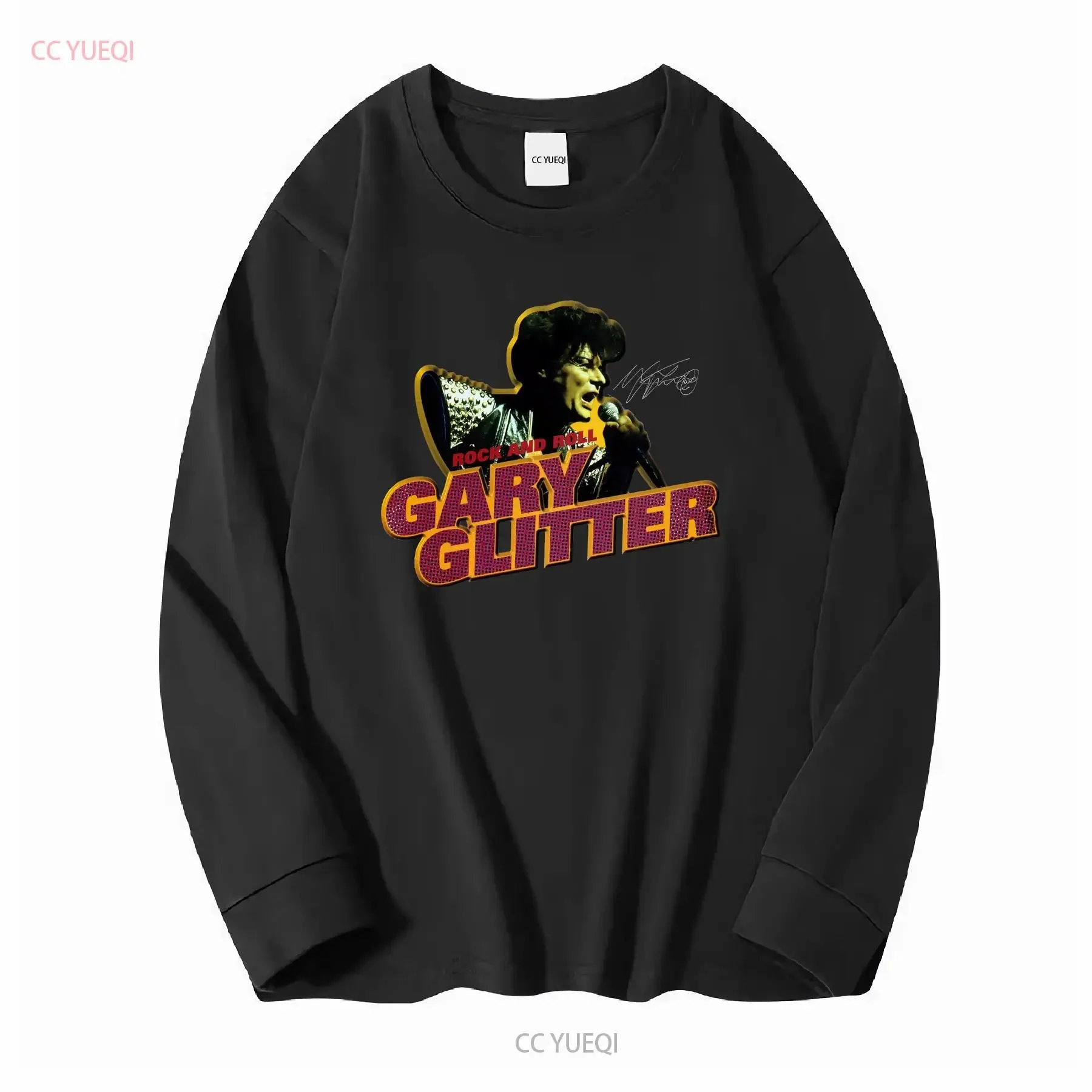Rare Gary Glitter Rock Roll Signature Blue T Shirt S to 5XL Fans BE378 vintage Washed Soft streetwear Versatile Stretched - view 3
