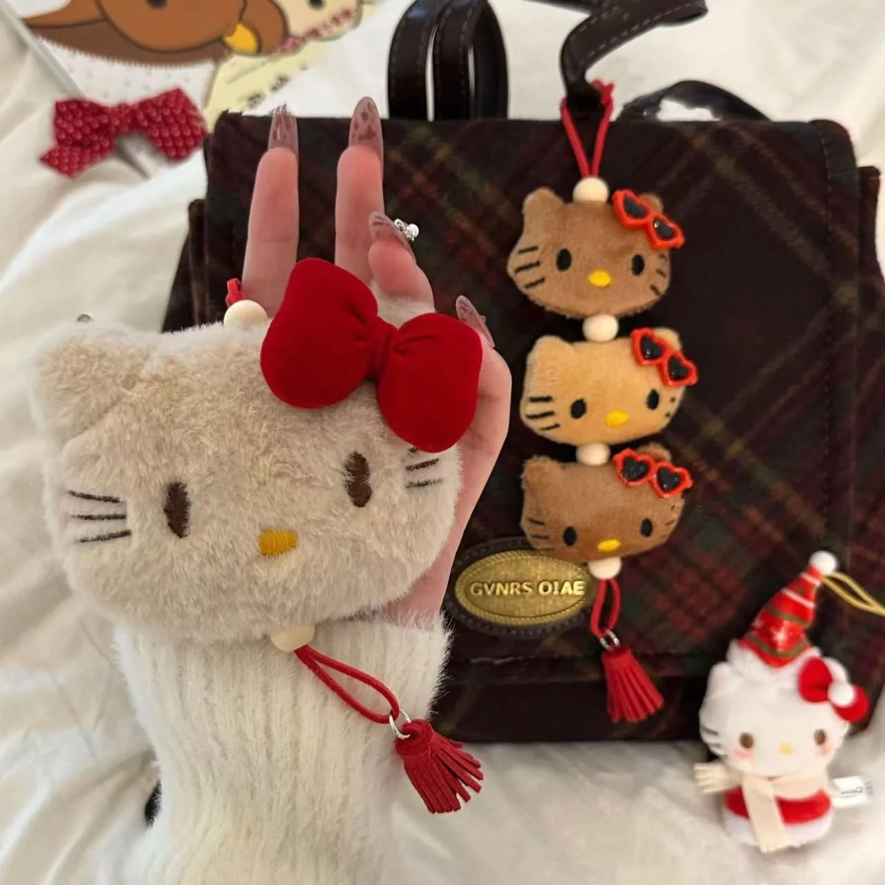 سحر حقيبة هالو كيتي. سحر حقيبة الظهر وحقيبة اليد اللطيفة. سحر حقيبة القوس القط KT الكرتونية اللطيفة على الطراز القديم