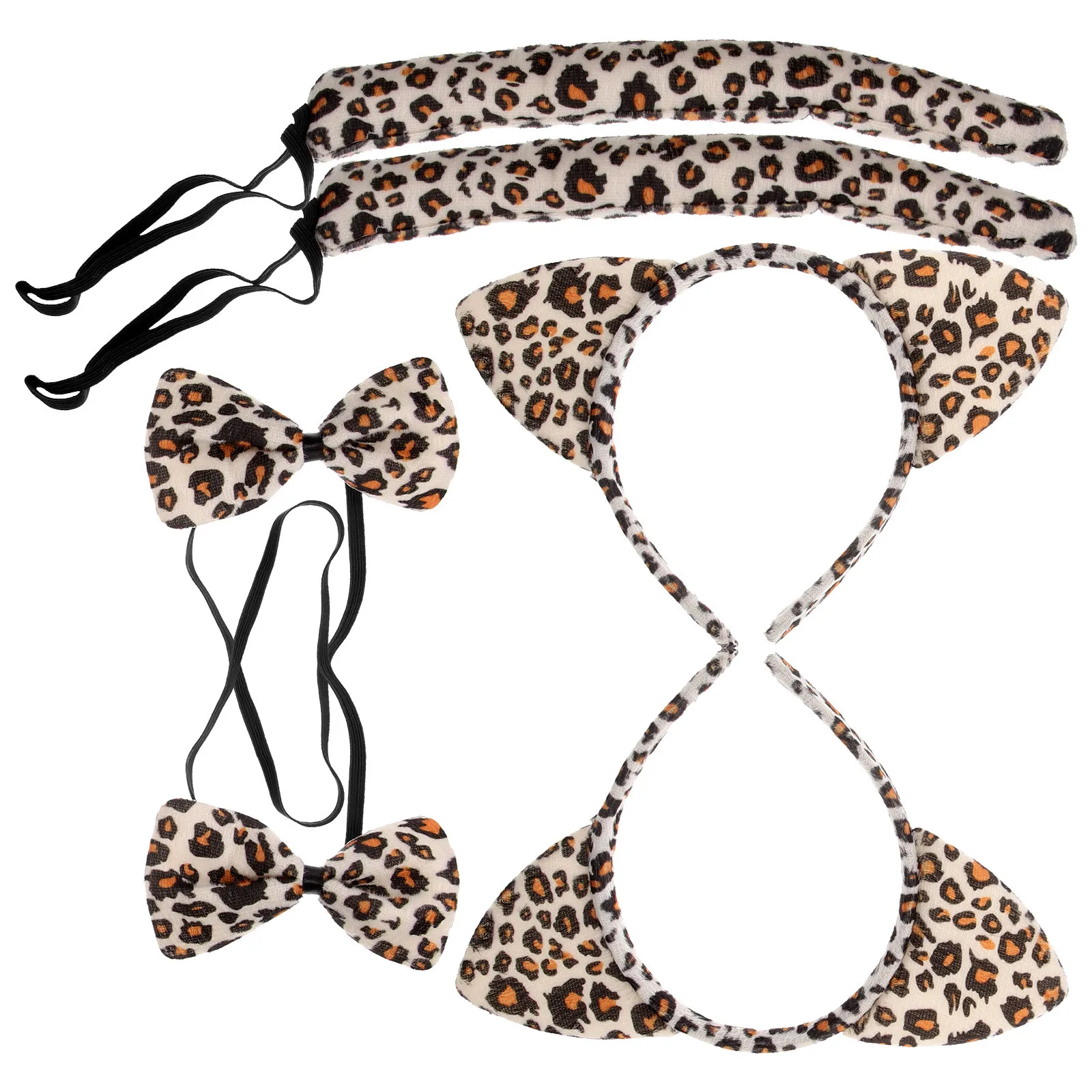 

6Pcs Cat Ears Headband Tail Bow Tie Fancy Cosplay Costume Kit Party Halloween School Play Cat Headband Kitten Cosplay Costume