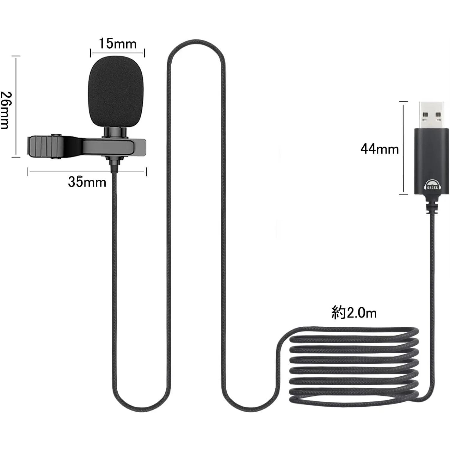 okcsc MC2U Pin Microphone Karaoke Live Streaming Recording For PC/Smart phones Clip Microphone Smart Noise-canceling Microphone