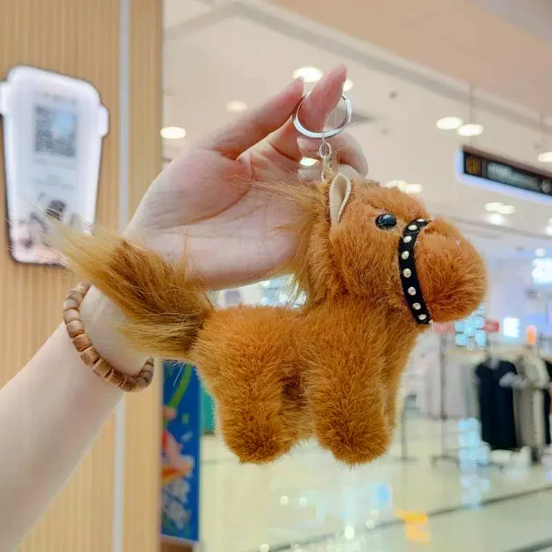 1 pz simulazione pony bambola zaino accessorio creativo cartone animato cavallo peluche bambola portachiavi ciondolo borsa carino