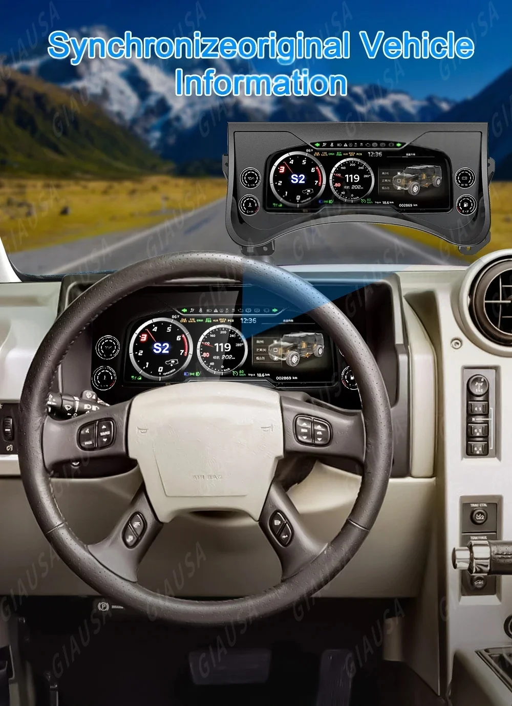 JYCC نظام لينكس سيارة العنقودية الرقمية ل هامر H2 2003-2009 متعددة الوظائف LCD عداد السرعة أداة لوحة القيادة رئيس وحدة #3