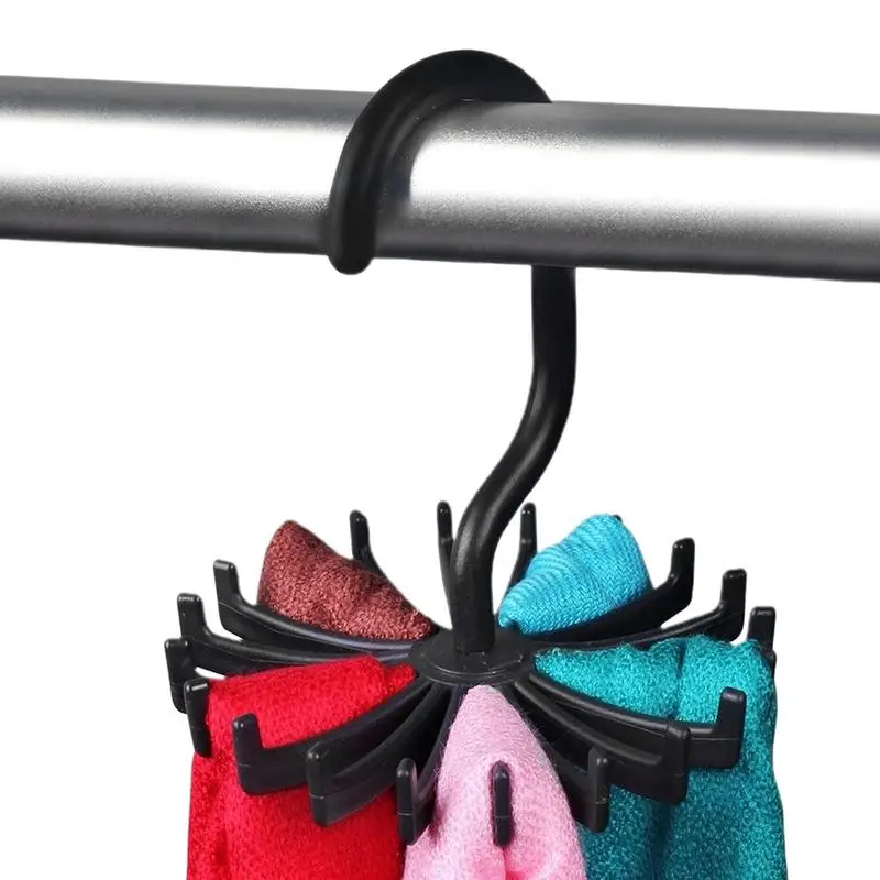 Twirl Tie Rack Rotating Scarf Hanger Holder 360 Rotating Belt Scarf Hanger Hook for Cupboard Storage Ties Belts Holder Hook