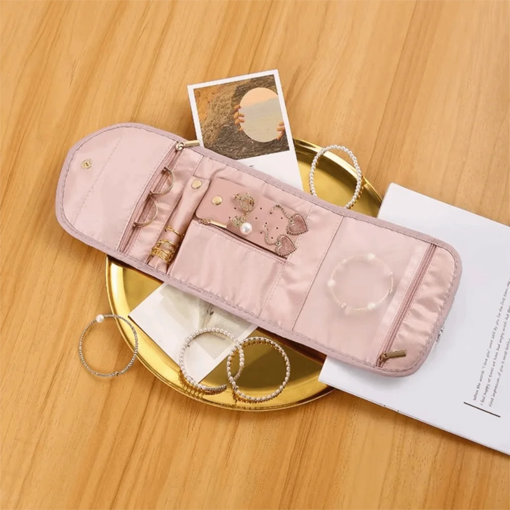 

Foldable Portable Travel Jewelry Bag Necklace Packing Bag Jewelry Case Organizer Rings Earrings Journey Storage Bags Home