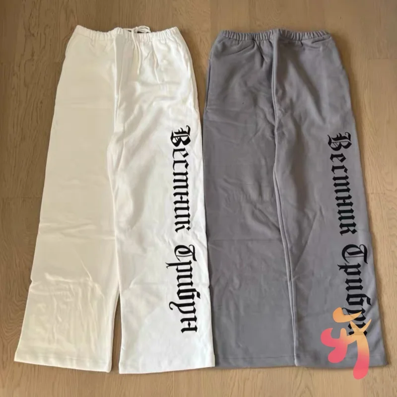 الشتاء الأمريكية الشارع كاني Vultures2 Sweatpants عادية فضفاض الرجال النساء الصوف بنطلون القطن مرونة الخصر سراويل للجري