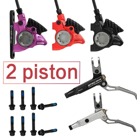 플랫 마운트 2 피스톤 유압 브레이크 자전거 디스크 브레이크 세트 플랫 바 핸들바 로드 바이크 스플릿 140mm 160mm 로터 호환