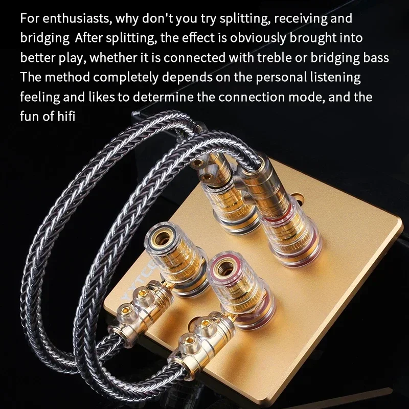 OCC OFC Sterling Silver Speaker Cable Audio Split Jumper Cable HiFi Main Speaker Amplifier Gold Plated Banana Cable Y Plug
