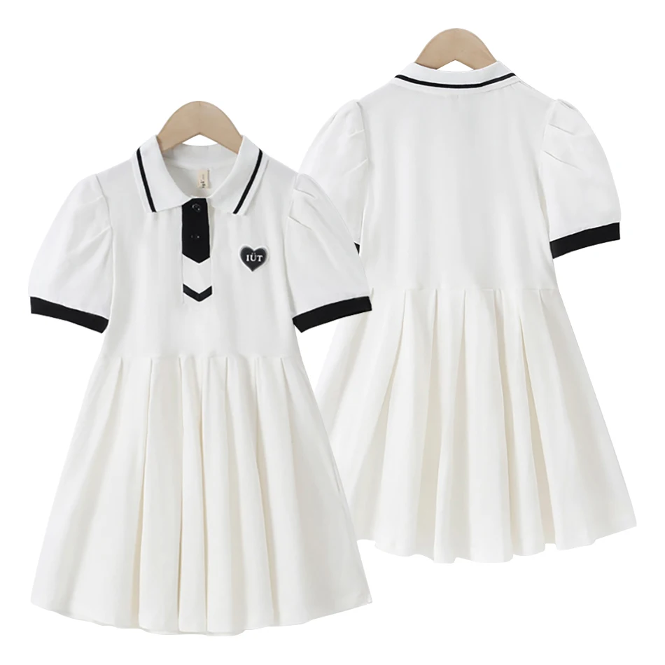 

Stylish Children Summer Short Sleeve Polo Dress Family Gatherings Outdoor Activities Party Girls Dresses Girls Casual Dresses