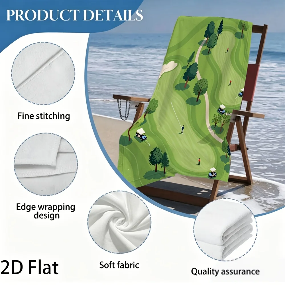 Funny Golf Landscape 2D Flat Printed Microfiber Beach Towel 1Pc Sandproof Waterproof Holiday Travel Sunbath Sea Towel