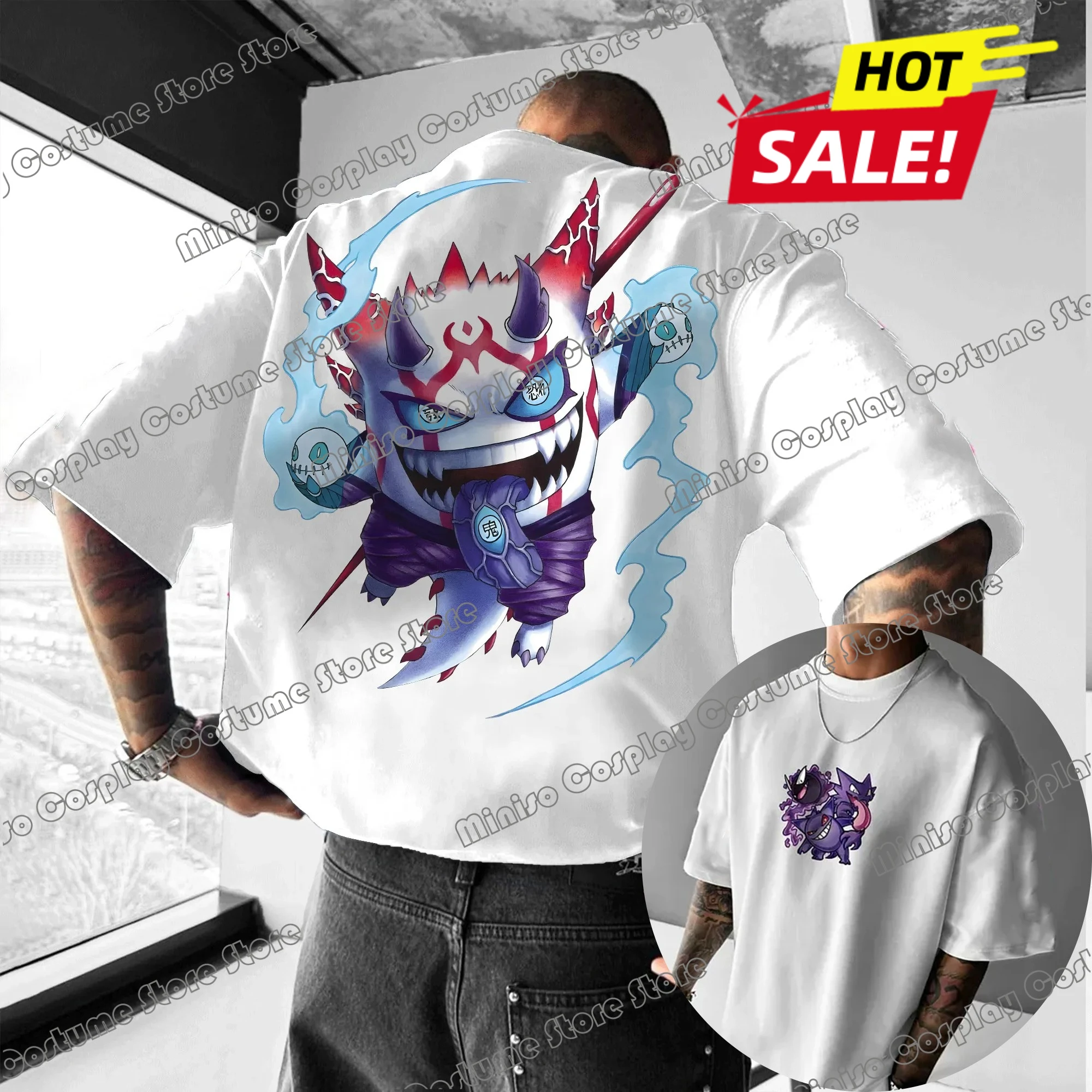 

Осеннее платье с плечами Pokmon Geng Ghost, нижняя рубашка Spice Girl, весенне-осенняя складная одежда, индивидуальный мужской и женский топ