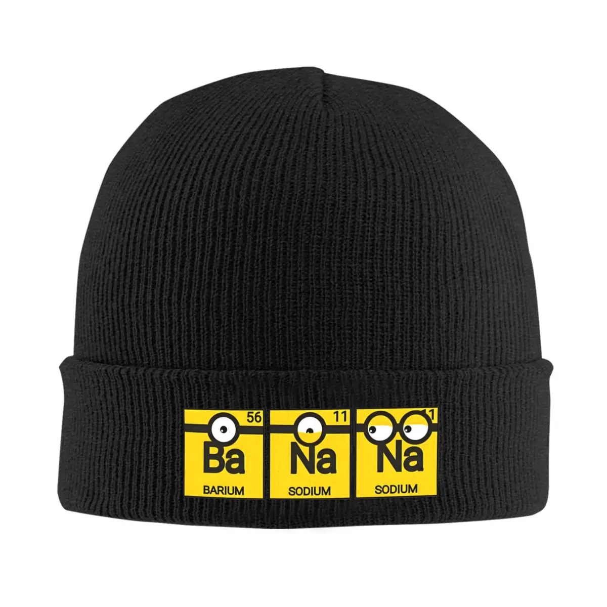 Minions MINISO Bonnet Hats Banana chemistry elements Knit Hat Unisex Adult Street Thermal Elastic Beanie Hats Hippie Printed Cap