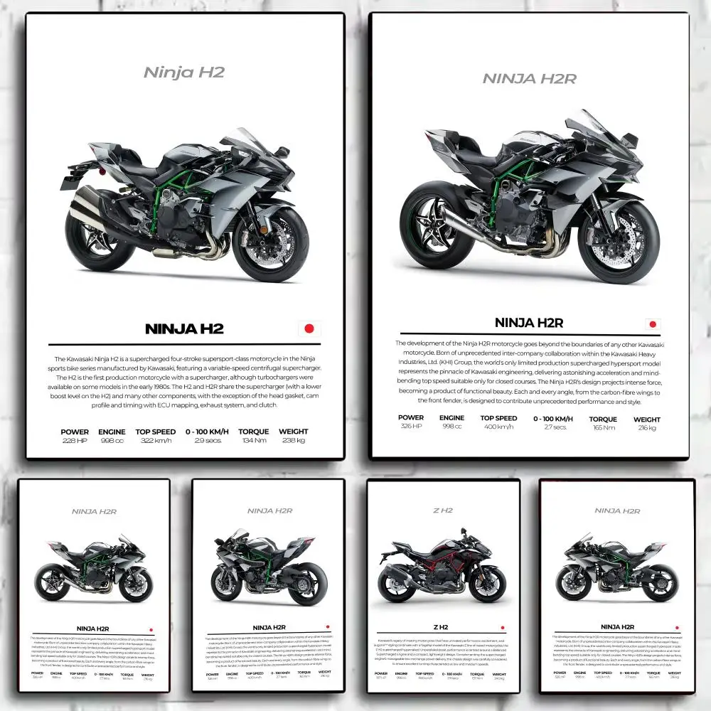 Fashion Motorcycle K_KaWasaKi Design HD Linen Canvas Poster Wall Art Prints for Living Room Bedroom Office Home Decoration Gift