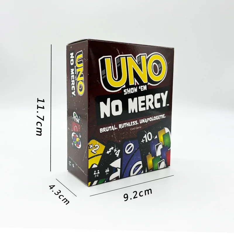 Una vibrazione! Nuovo UNO No mercy Mattel UNO gioco di carte Family Funny Entertainment gioco da tavolo Fun Poker Playing Kid Birthday Toy Gift